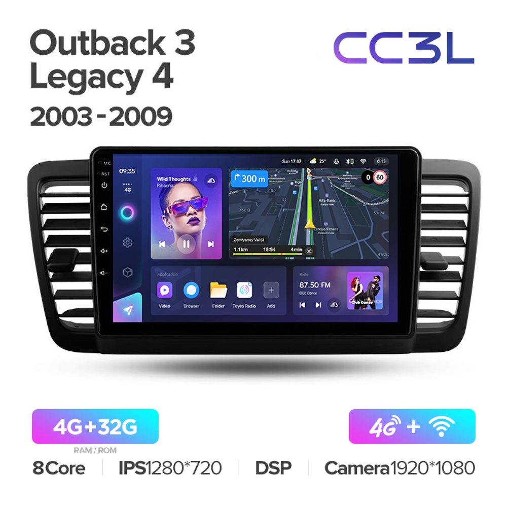 Teyes CC3L 9"для Subaru Outback, Legacy 2003-2009
