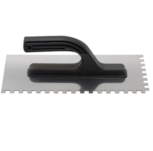 Гладилка 130*280мм, зубчатая нержавеющая, зуб12*12мм, пласт.ручка, Чеглок (30)