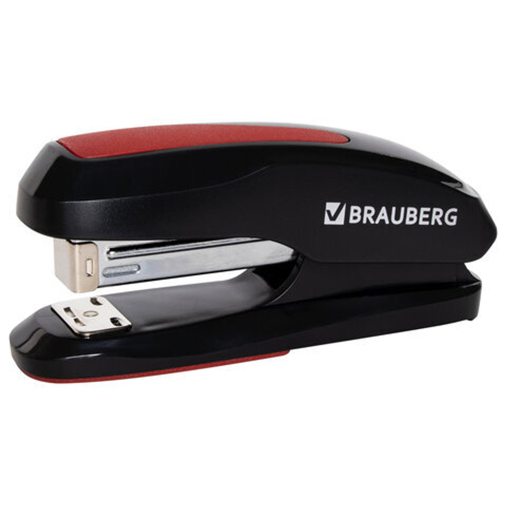 Степлер №24/6, 26/6 BRAUBERG "Extra", до 30 листов,черно-красный