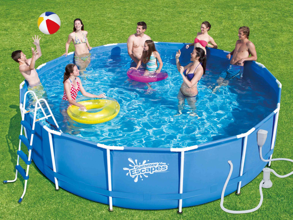 Каркасный бассейн Polygroup Summer Escapes 457х122 см + ф/насос 3000 л/ч, лестница, настил, тент, набор д/чистки, скиммер (P20-1548-B)