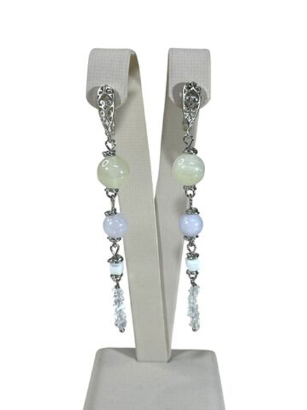 Серьги Нежные Оникс и аквамарин