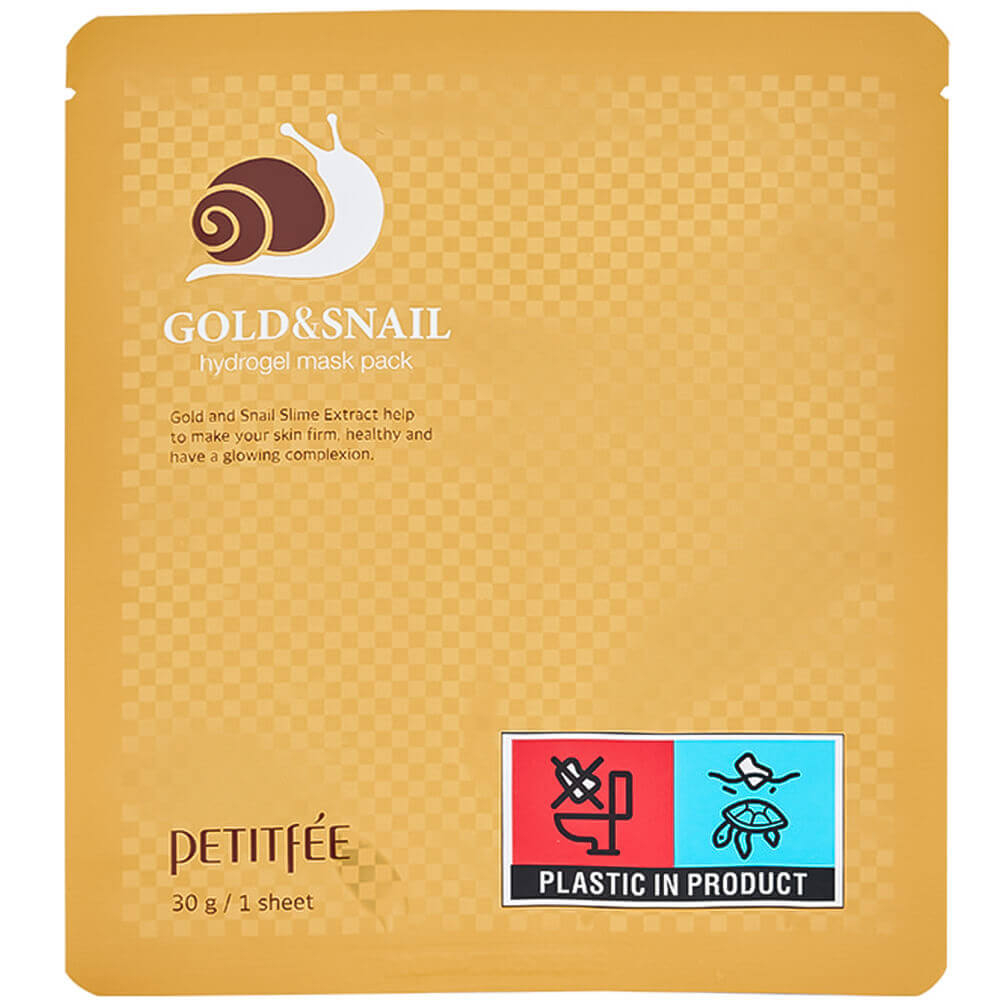 Маска гидрогелевая с золотом и муцином улитки Petitfee Gold & Snail Hydrogel Mask Pack, 30 мл