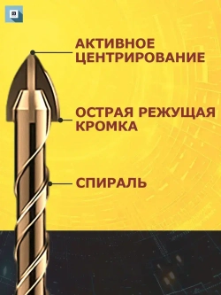 Ударное сверло из титана 3 шт Halfmon набор свёрл для керамики , бетона , кирпича