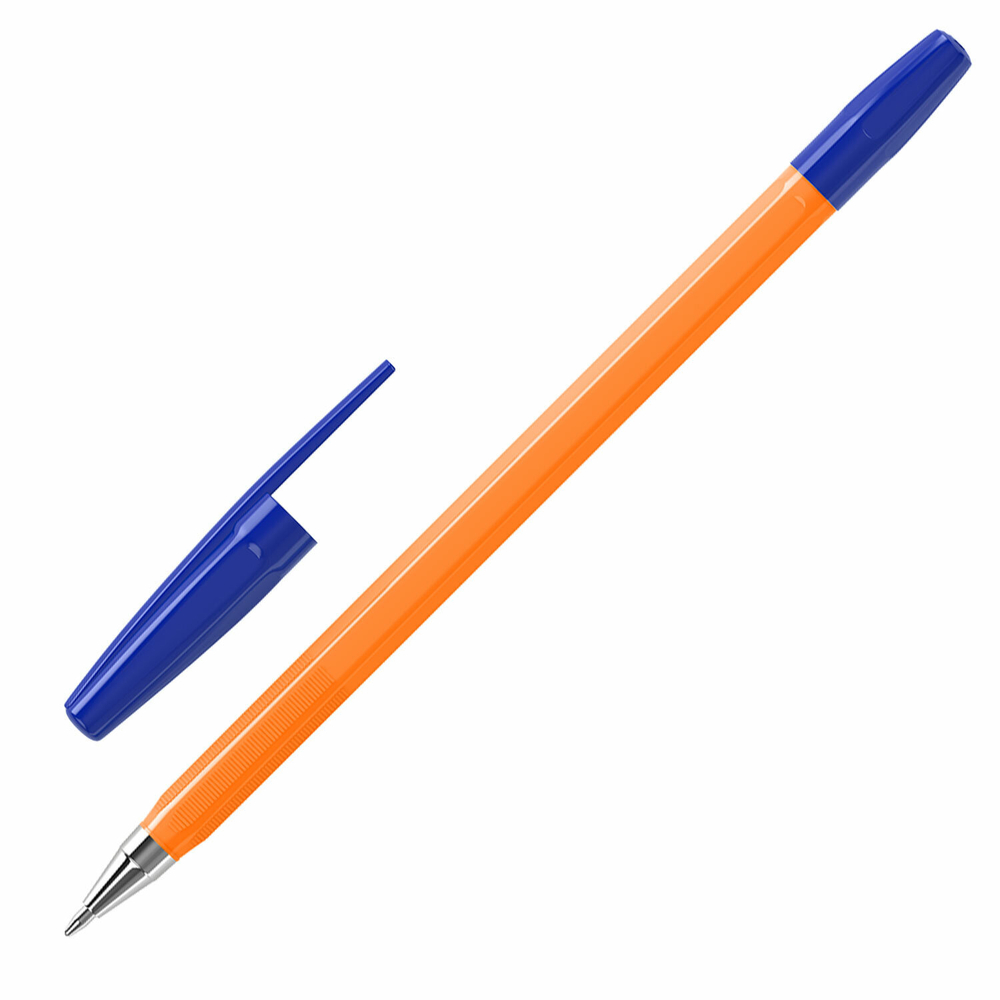 Ручки шариковые BRAUBERG "M-500 ORANGE", НАБОР 4 шт., СИНИЕ, узел 0,7 мм, линия письма 0,35 мм, 143950