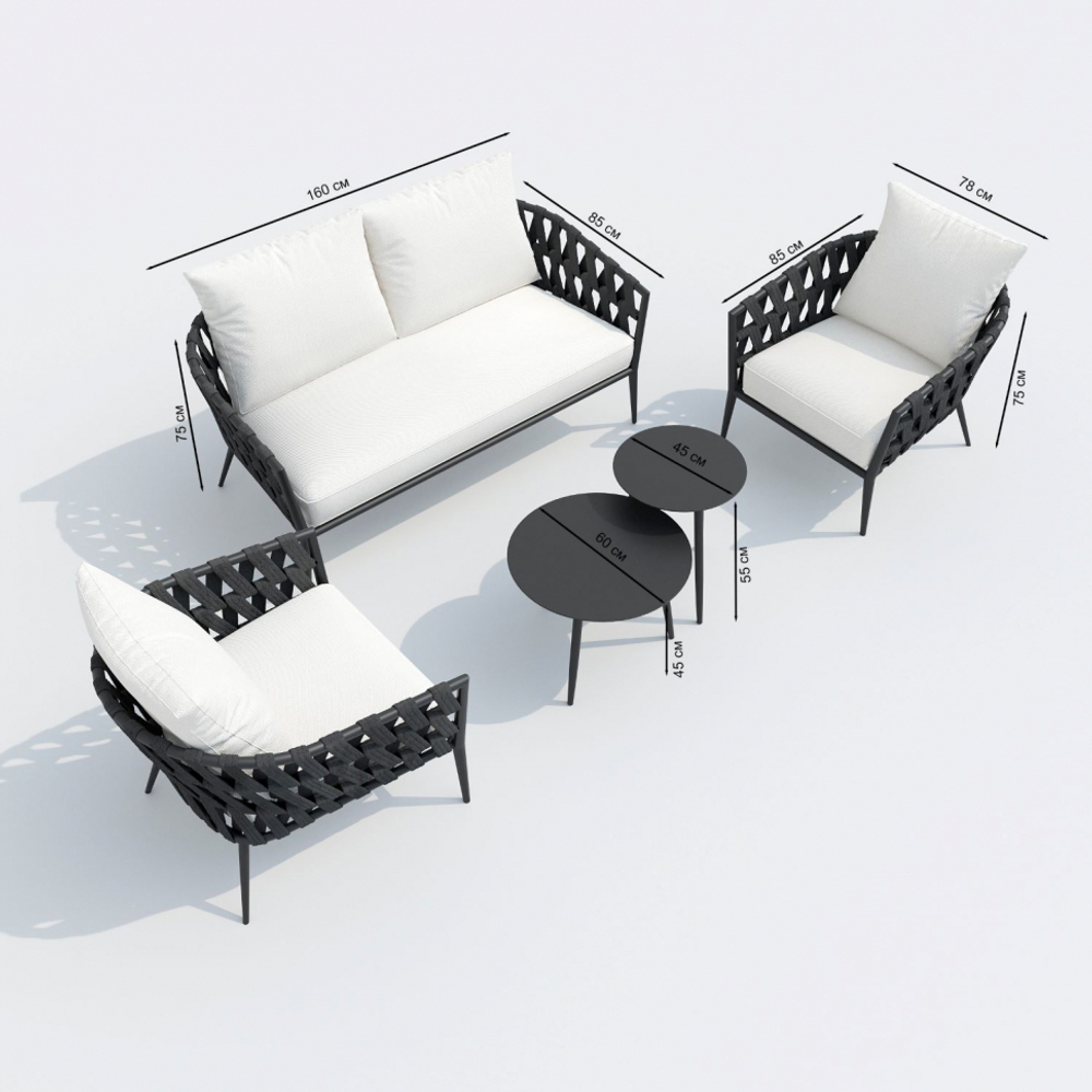 Лаунж зона Ideal Patio ФИАММА белая - каркас карбон