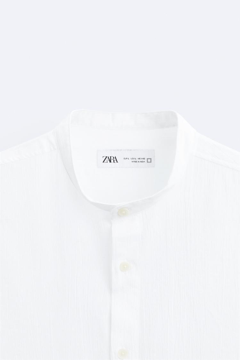 ZARA РУБАШКА ИЗ ЖАТОГО ХЛОПКА, БЕЛЫЙ