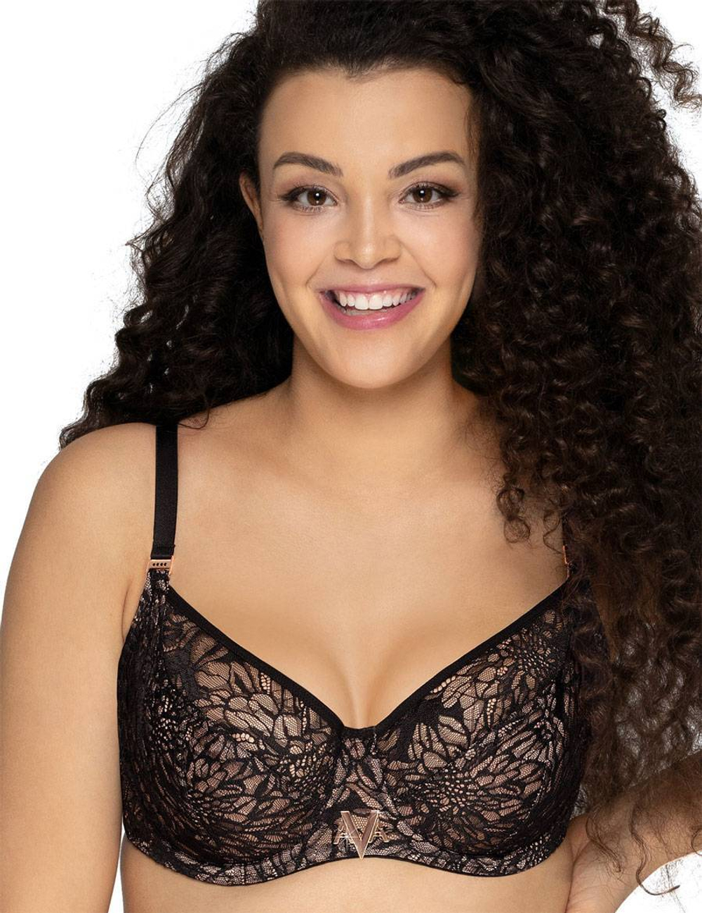 Бюстгальтер с мягкими гипюровыми чашками (Размер: 100C) (Цвет: черный)