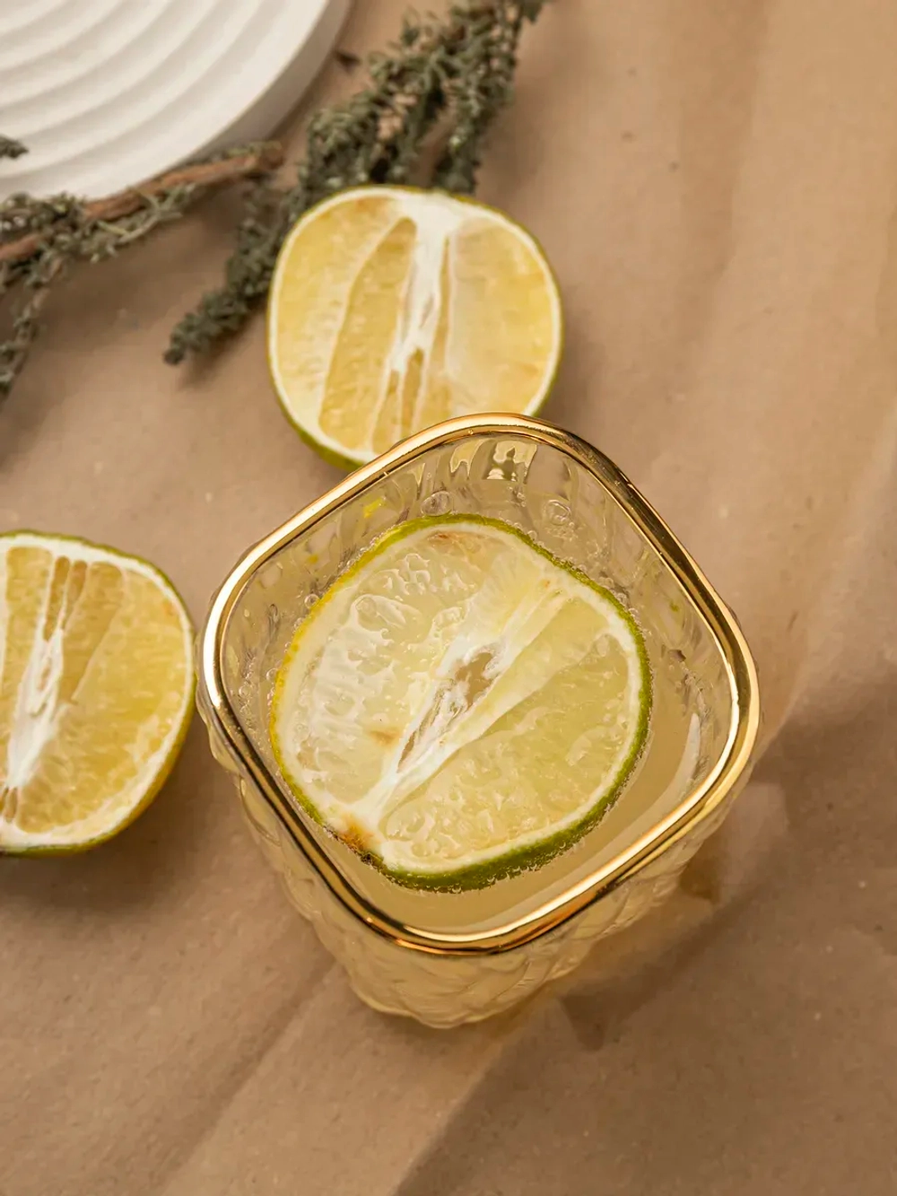 Набор бокалов под дерево, 200 мл. 6 шт. золотая кайма