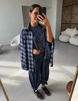 Рубашка в клетку синяя