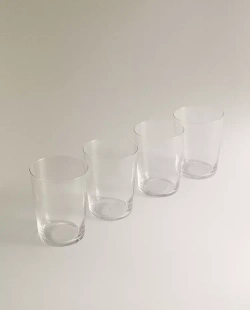 ZARA HOME ВЫСОКИЕ СТАКАНЫ ИЗ СТЕКЛА (НАБОР ИЗ 4 ШТ.), ПРОЗРАЧНЫЙ