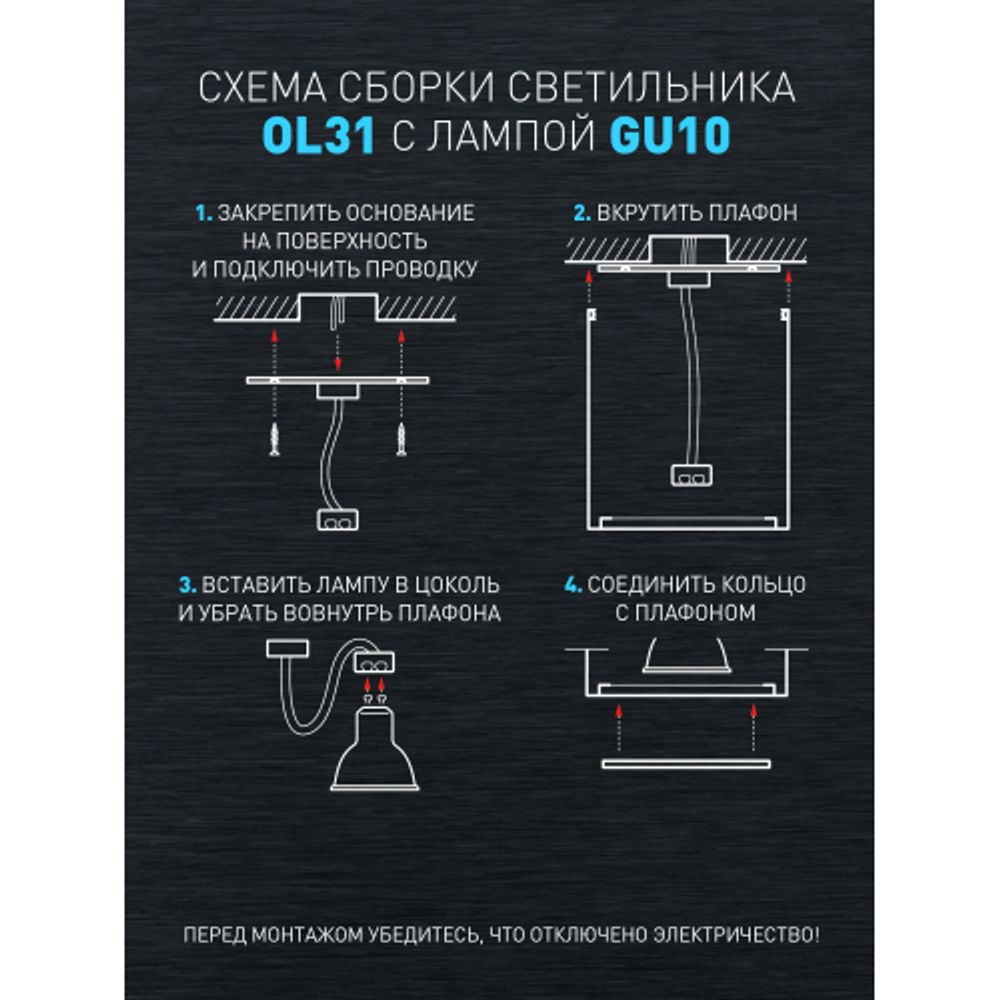 Светильник настенно-потолочный спот ЭРА OL31 BK MR16 GU10 IP20 черный