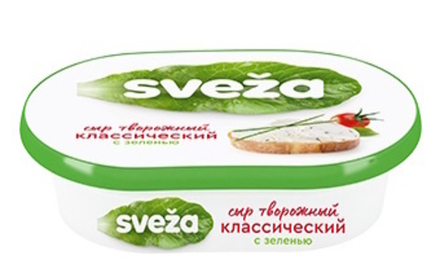 Сыр творожный "Sveza" с зеленью 60% 150г. Савушкин продукт