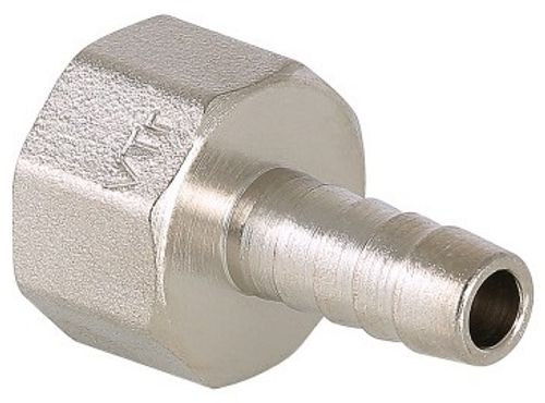 Штуцер для шланга Valtec 1/2" х 12 мм ВР с внутренней резьбой латунный никелированный VTr.654.N.0412