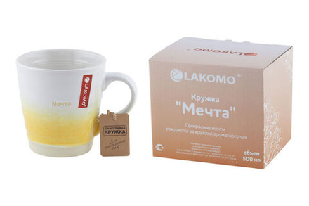 "Идиллия" Кружка "Мечта" 500мл, цв.белый с оранжевым