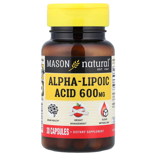 Mason Natural, Альфа-липоевая кислота, 600 мг, 30 капсул
