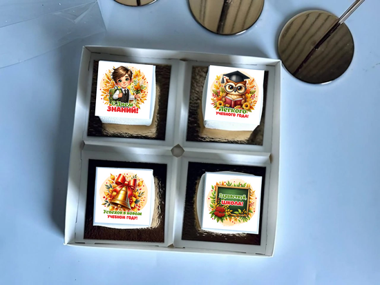 Пирожные с фотопечатью на День знаний для ученика