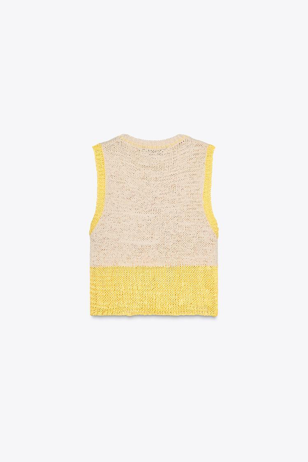 ZARA УКОРОЧЕННЫЙ ТРИКОТАЖНЫЙ ТОП, СВЕТЛО-БЕЖЕВЫЙ