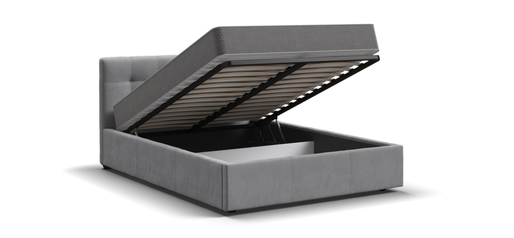 Белла Кровать+ПМ 140 Велюр Монолит сталь