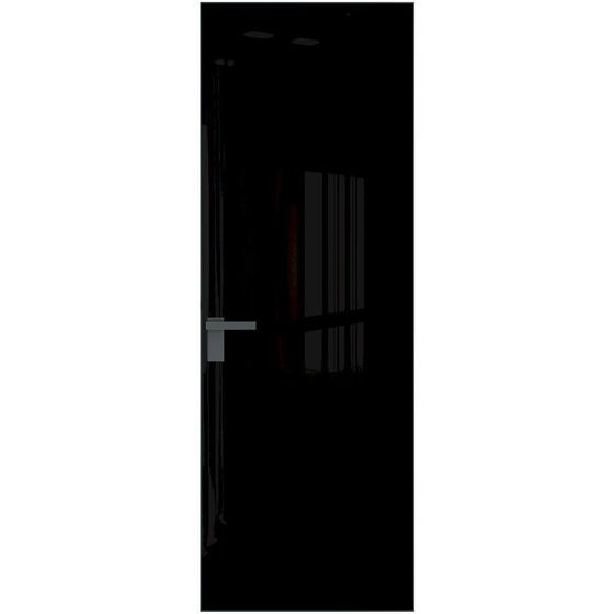 Алюминиевая дверь 1AGК кромка серая ночь стекло чёрный лак