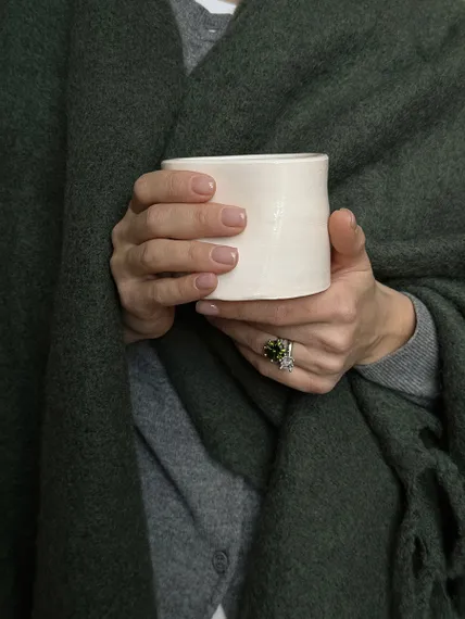 Плед мохеровый хвойно-зеленого цвета из коллекции essential, 130х180 см