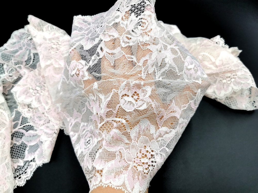 Эластичное кружево, 22 см, шампань и нежно-розовый (Арт: EK-2649), м