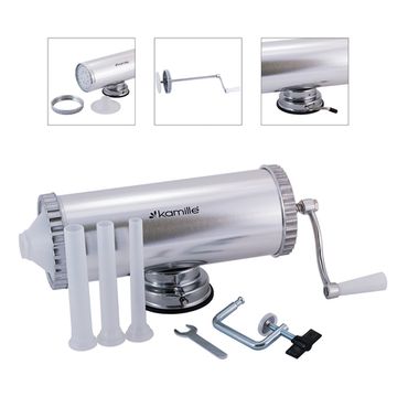 Колбасный шприц 2,5 кг. Kamille КМ-6501 из алюминия с силиконовыми насадками (15 мм., 19 мм., 22 мм.)