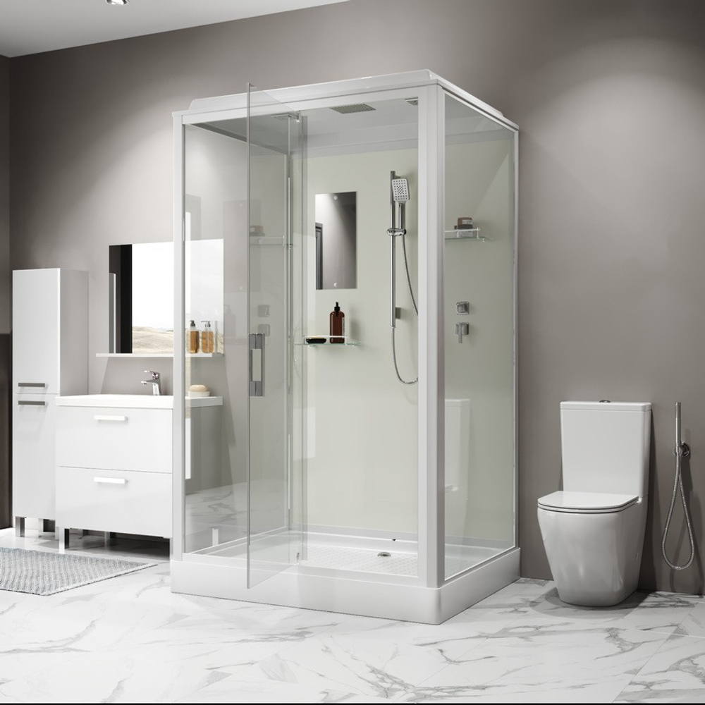 Душевая кабина Niagara Standart ST120/90/15Q (120х90х215) прямоугольник,поддон 15см,распашная,проф.белый,3 места