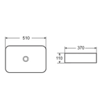 Раковина накладная Azario 510х370х110 прямоугольная, белый глянец (AZ-78570B)  145307