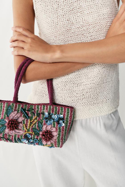 ZARA МИНИ-СУМКА С БИСЕРОМ, РОЗОВЫЙ