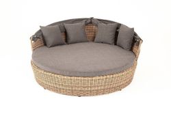 "Стильяно" плетеная кровать круглая, цвет соломенный