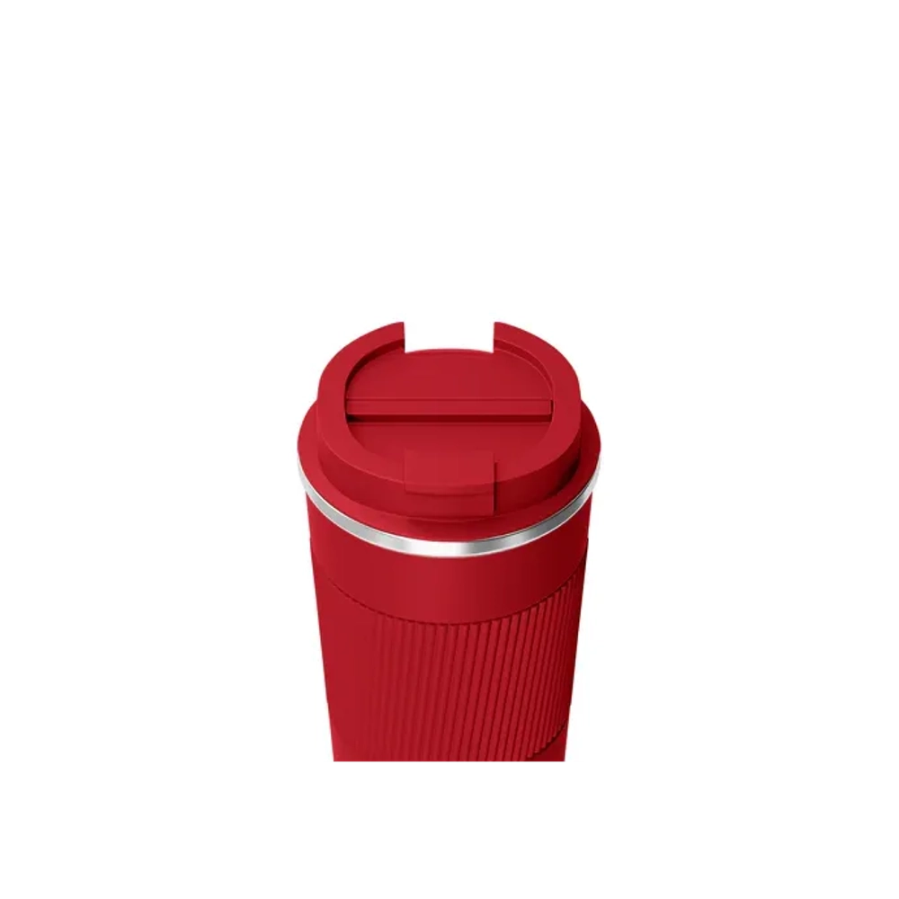 Термокружка 510 мл JOYLUX (ДЖОЙЛЮКС) EVERY DAY, нержавеющая сталь SUS304, силиконовый рукав, красный матовый, 700294