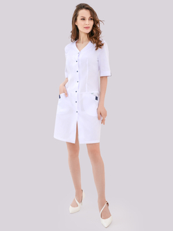 Белый халат с синей отделкой Медис Х-246