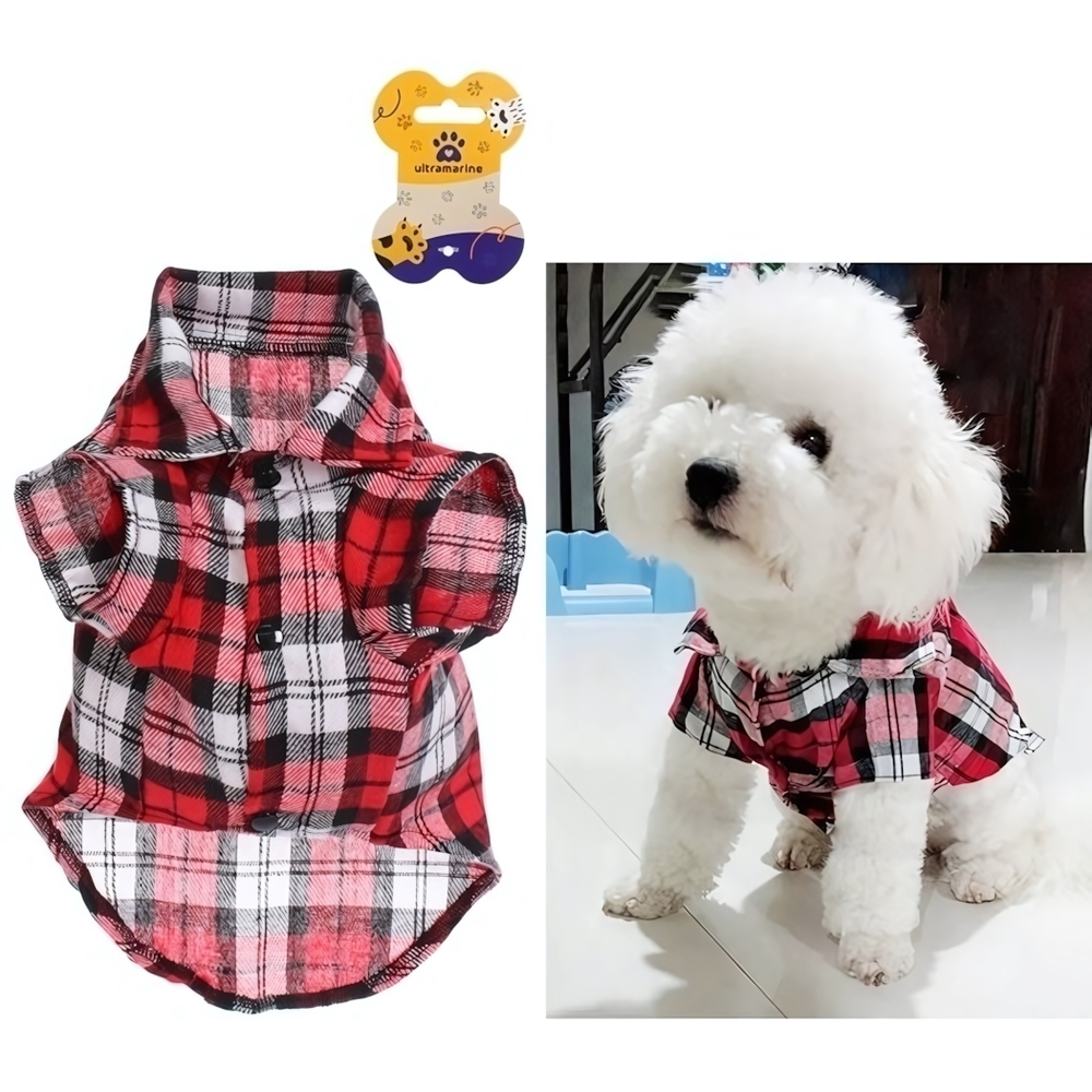 Кофта - рубашка фланелевая для мелких пород собак и кошек «BRO Style», цвет красный, р L