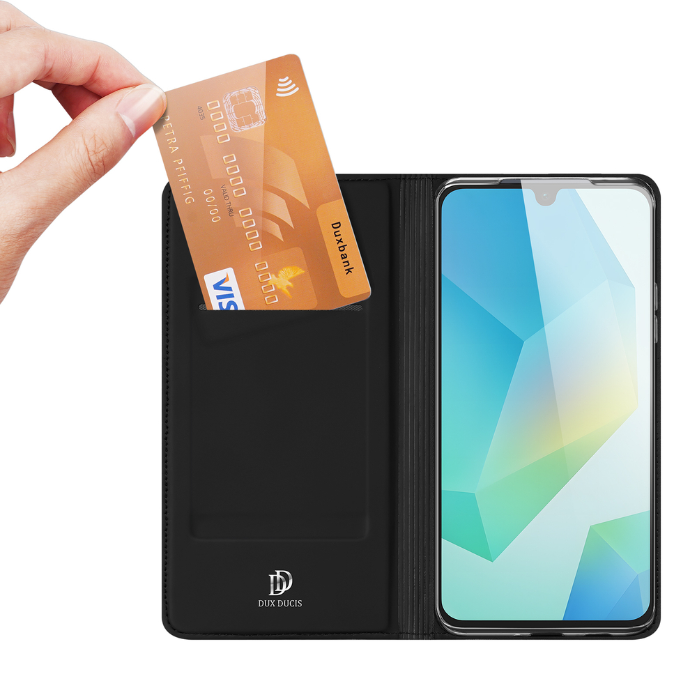 Чехол книжка из PU кожи черного цвета от Dux Ducis для Samsung Galaxy A17 5G, серия Skin Pro Series Case