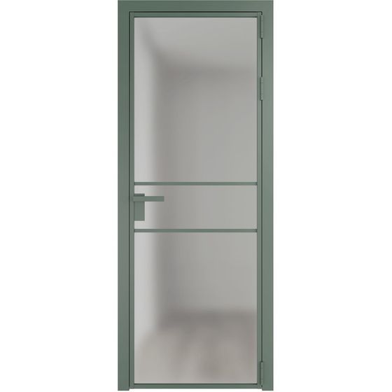Алюминиевая дверь 2AG зелёный воск остеклённая