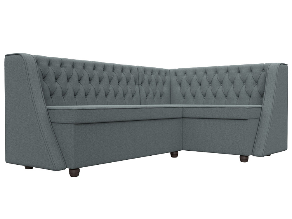 Диван кухонный угловой Лофт правый угол, Амур 07 серый, Рогожка, 125893