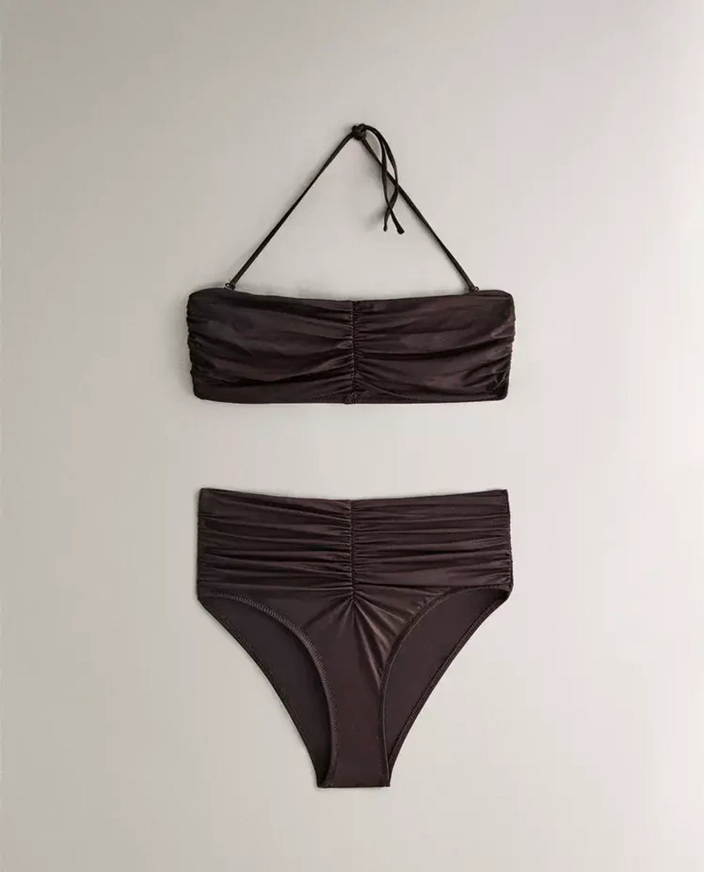 ZARA HOME ПЛЯЖНЫЙ ТОП БЕЗ БРЕТЕЛЕЙ, КОРИЧНЕВЫЙ