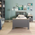 САГА кровать одинарная 90х200, габариты: 103.6х208.7х100.7 см, серый/ясень