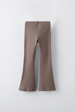 ZARA РАСКЛЕШЕННЫЕ ЛЕГИНСЫ В РУБЧИК, СВЕТЛО-КОРИЧНЕВЫЙ