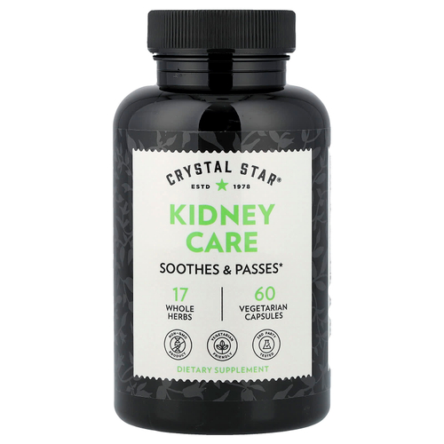 Crystal Star, Kidney Care, средство для здоровья почек, 60 растительных капсул