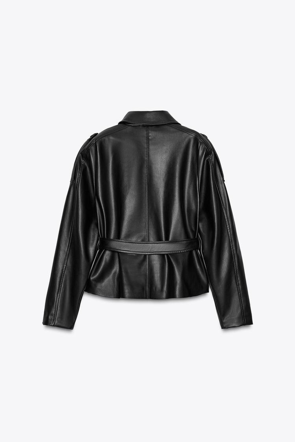 ZARA КОРОТКИЙ ТРЕНЧ ИЗ ИСКУССТВЕННОЙ КОЖИ, ЧЕРНЫЙ