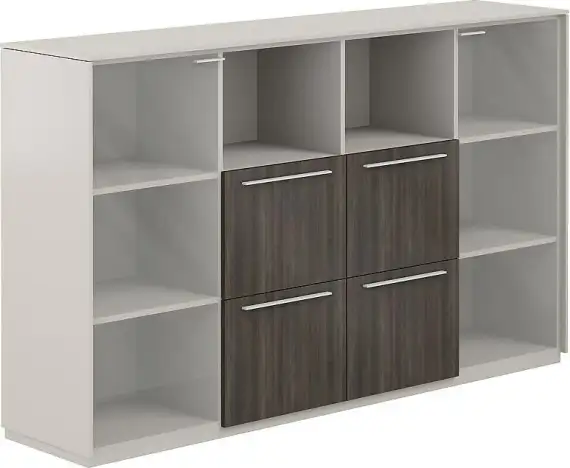 NZ-0316.GS.BT / Шкаф средний со стеклом мат., 4 ящ., обвязка GS, фасады BT / 2024х450х1200, обвязка GS, фасады BT, стекло матовое GLM