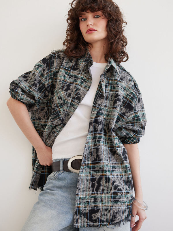 Рубашка Grunge, черно-зеленая