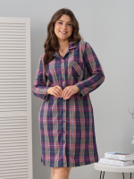 Туника Д-119/клетка-баклажан