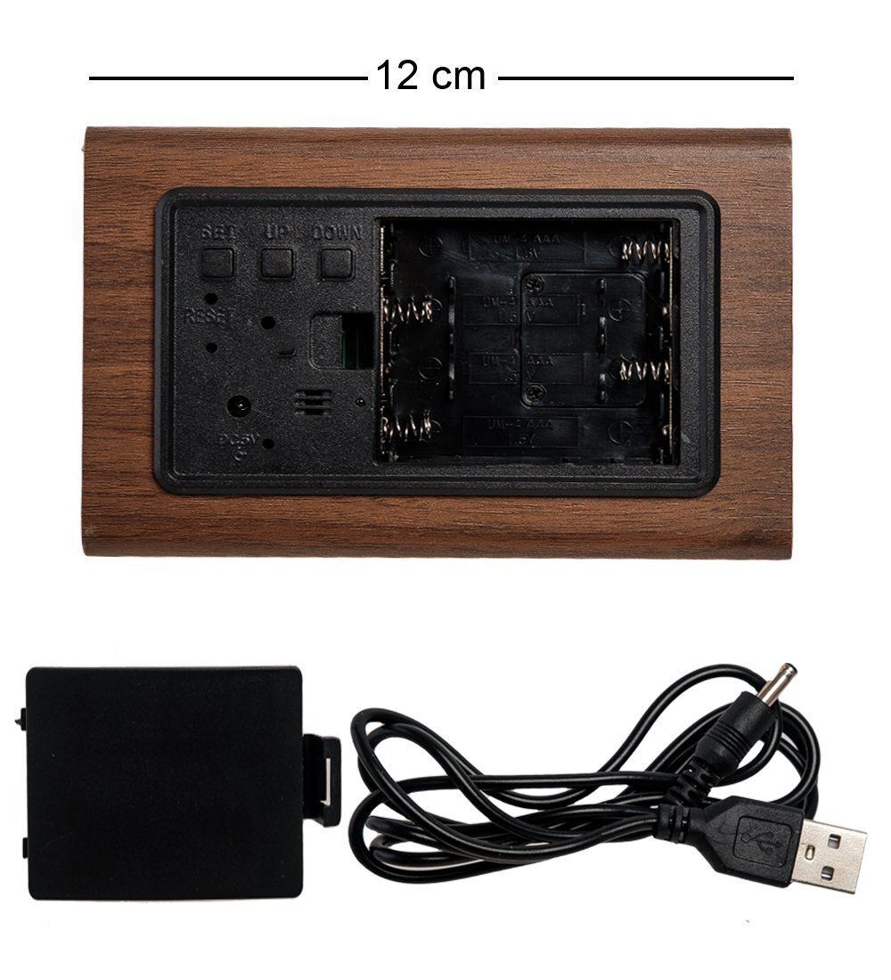 ЯЛ-07-07/ 7 Часы электронные треуг.сред. (коричневое дерево с красной подсветкой)