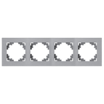 Рамка 4-местная, металл, STEKKER, MFR00-7004-03, серия Катрин, серебро 50023