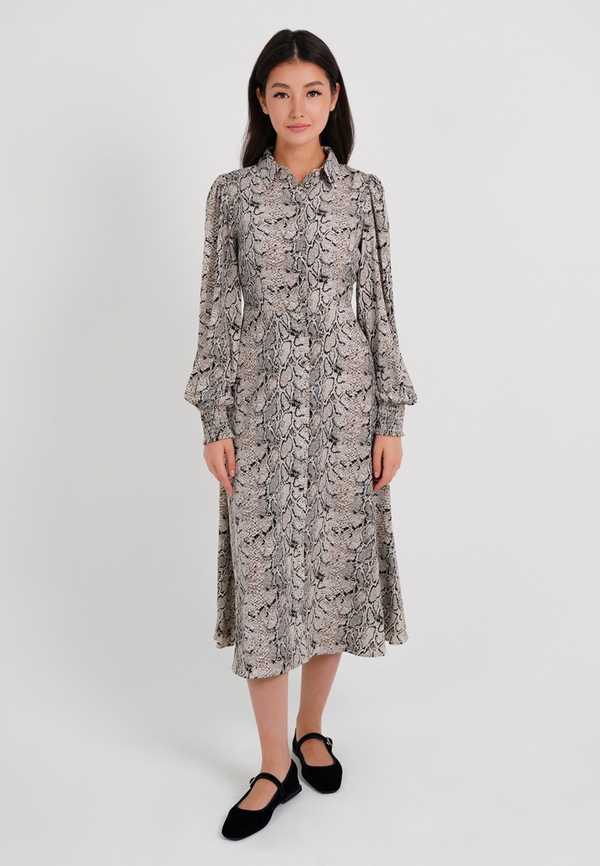 Платье классическое принт рептильный