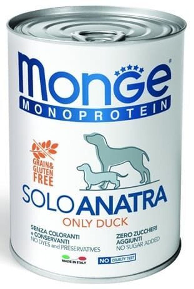 Monge Dog 400г Monoprotein Solo консервы для собак паштет из утки