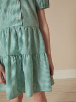 Платье школьное с воротником для девочки Next C20-205, Зеленый, Белый