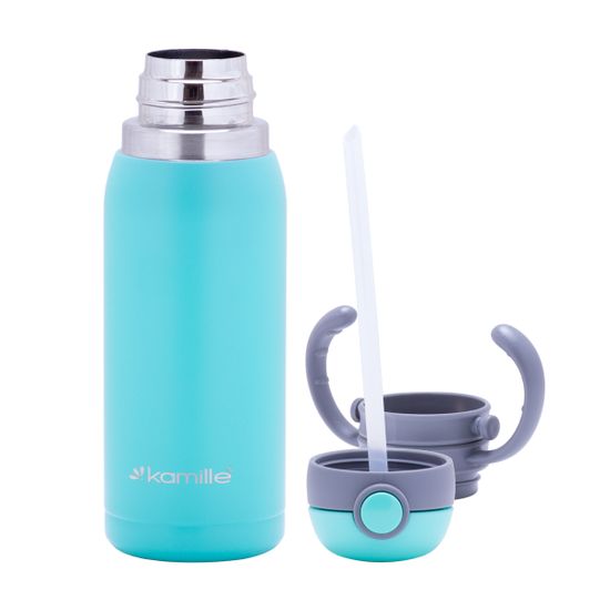 Термос для детей 450 мл. Kamille KM-2019B из нержавеющей стали с ремешком или двумя ручками